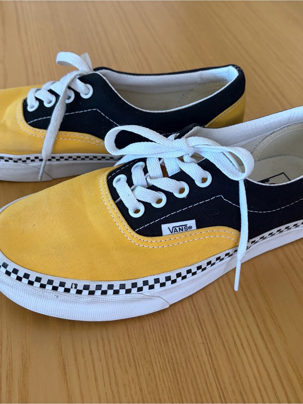 Vans Yellow and Black Checkerboard Low-Top Sneakers